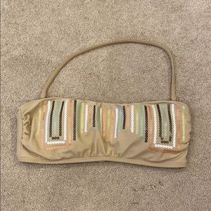 Tan Sequin Bandeau Bikini Top